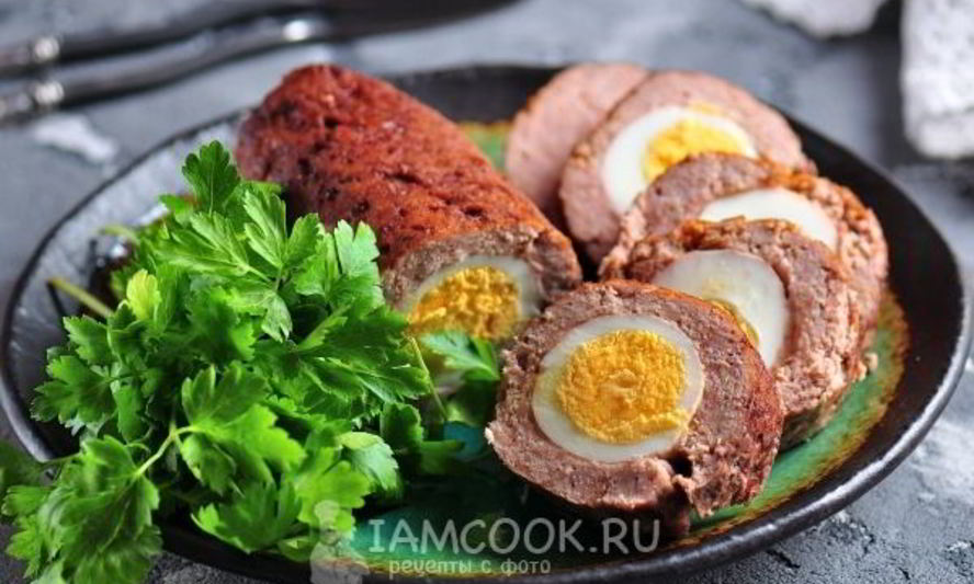 Рецепт мясного рулета с яйцом в духовке