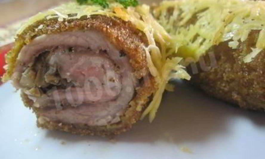 Рецепт мясных рулетиков с грибами