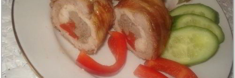 Мясные рулетики с куриной печенью и перцем