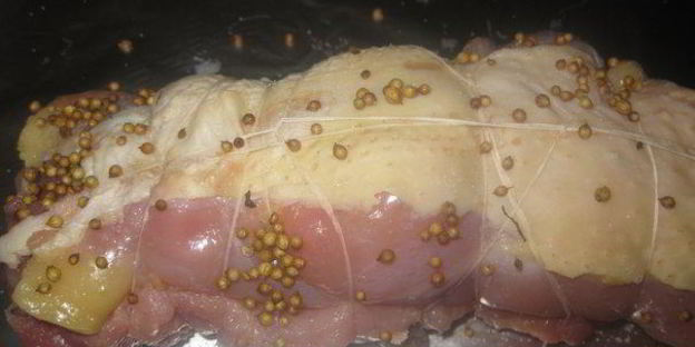 рулет из индейки с клюквой и яблоком