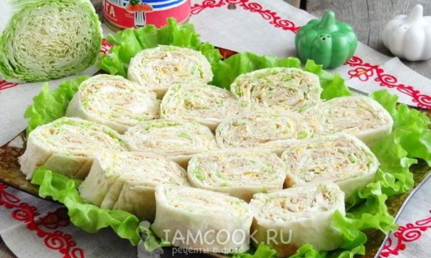 Рецепт рулета из лаваша с консервированной рыбой