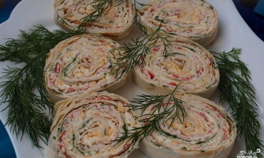 Рецепт рулета из лаваша с творожным сыром