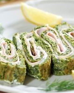 Рулет из шпината с ветчиной