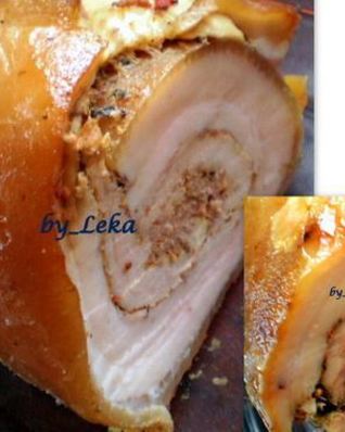 Рулет с мясом и яблоками