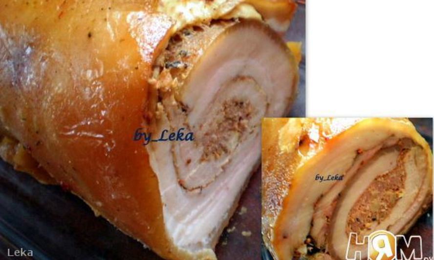 Рецепт рулета с мясом и яблоками