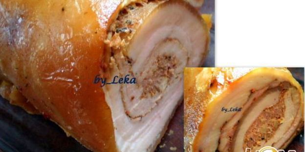 рулет с мясом и яблоками