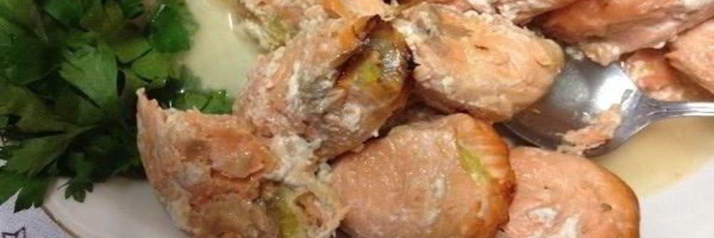 Рулетики из форели с апельсинами