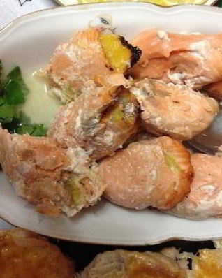 Рулетики из форели с апельсинами