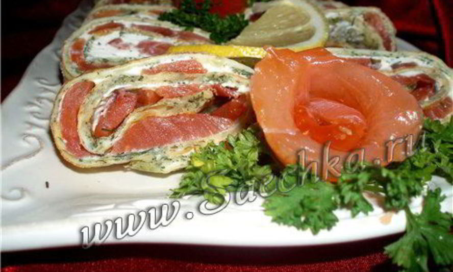 Рецепт рулетиков из лосося
