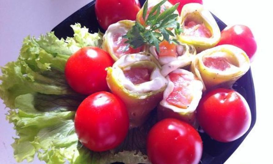 Рецепт рулетиков из цуккини и форели