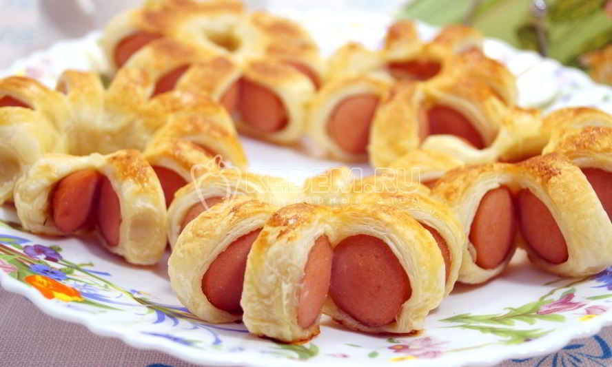 Рецепт сосисок в тесте цветочки