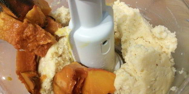 картофельный тарт на тыквенном тесте