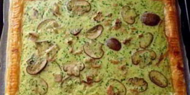 тарт с грибами и ветчиной