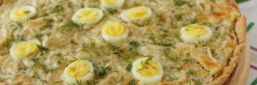 Тарт с капустой и перепелиными яйцами