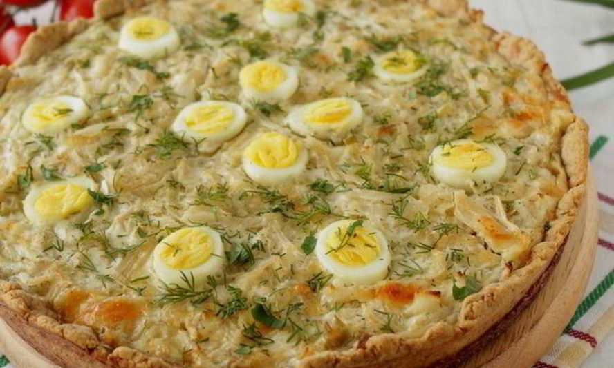 Рецепт тарта с капустой и перепелиными яйцами