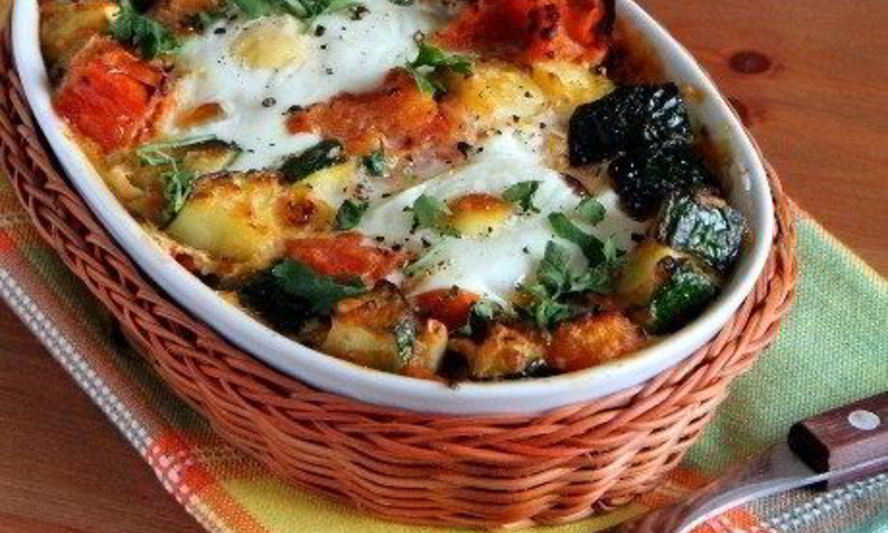 Рецепт яиц, запеченных с овощами