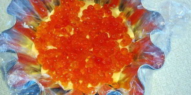 закуска тимбалы с красной рыбой и икрой